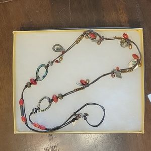 Silpada leather and coral necklace